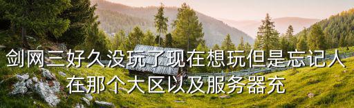 剑网三好久没玩了现在想玩但是忘记人在那个大区以及服务器充