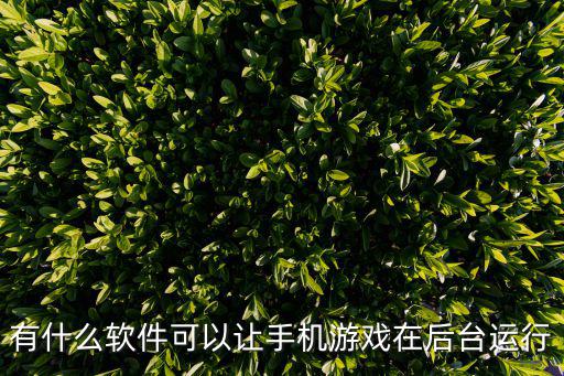 有什么软件可以让手机游戏在后台运行