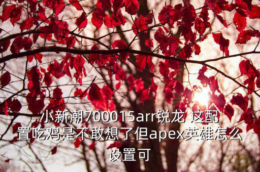 小新潮700015arr锐龙 这配置吃鸡是不敢想了但apex英雄怎么设置可
