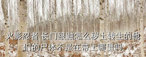 火影忍者 长门跟鼬怎么秽土转生的他们的尸体不是在带土哪里吗
