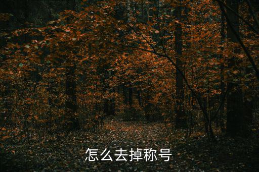 怎么去掉称号