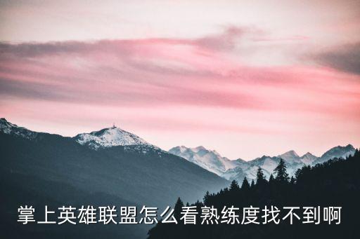 掌上英雄联盟怎么看熟练度找不到啊
