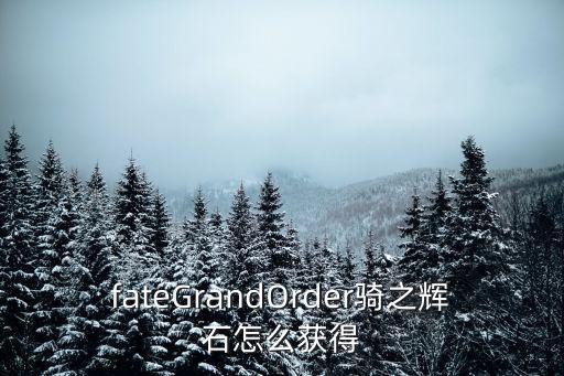 fateGrandOrder骑之辉石怎么获得