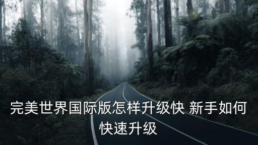 完美世界国际版怎样升级快 新手如何快速升级