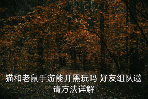 猫和老鼠手游神仙游戏怎么玩，猫和老鼠手游能开黑玩吗 好友组队邀请方法详解