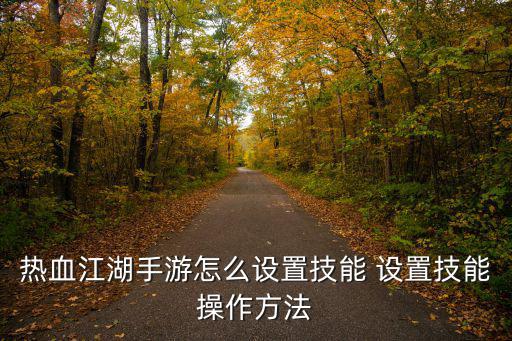 热血江湖手游100级天相怎么弄，热血江湖手游怎么设置技能 设置技能操作方法