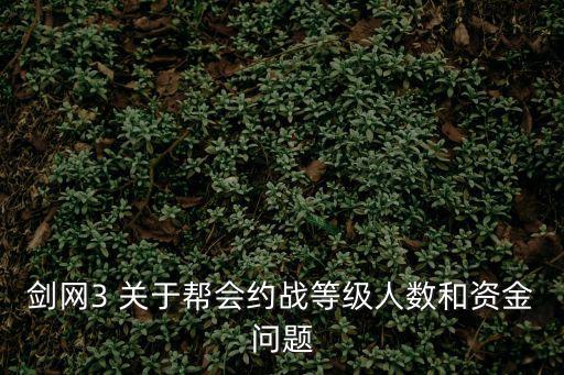 剑网3 关于帮会约战等级人数和资金问题