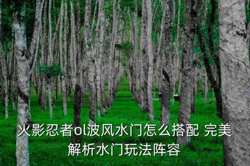火影忍者手游的波风水门怎么玩，火影忍者ol波风水门怎么搭配 完美解析水门玩法阵容
