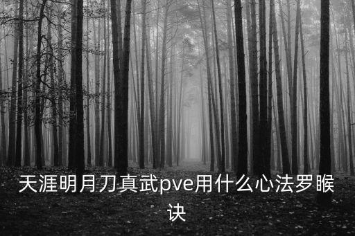天涯明月刀真武pve用什么心法罗睺诀