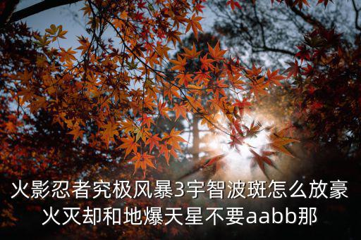 火影忍者究极风暴3宇智波斑怎么放豪火灭却和地爆天星不要aabb那