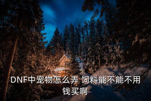 DNF中宠物怎么弄 饲料能不能不用钱买啊
