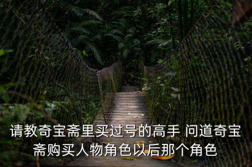 请教奇宝斋里买过号的高手 问道奇宝斋购买人物角色以后那个角色