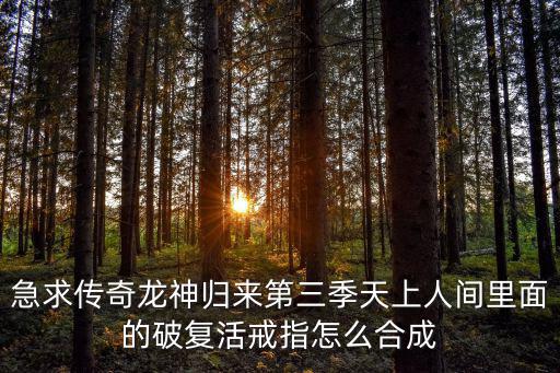 急求传奇龙神归来第三季天上人间里面的破复活戒指怎么合成