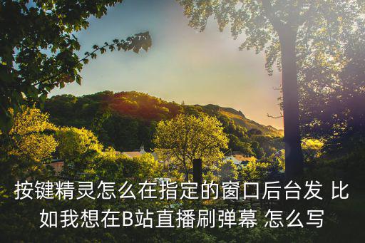 按键精灵怎么在指定的窗口后台发 比如我想在B站直播刷弹幕 怎么写