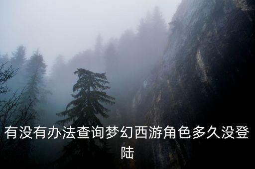 有没有办法查询梦幻西游角色多久没登陆