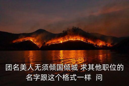 团名美人无须倾国倾城 求其他职位的名字跟这个格式一样  问