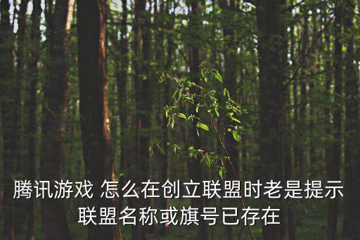 腾讯游戏 怎么在创立联盟时老是提示联盟名称或旗号已存在