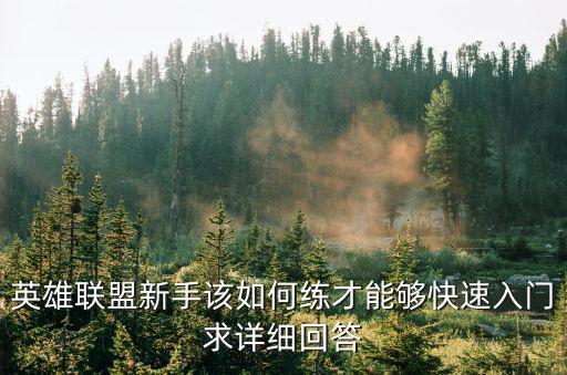英雄联盟新手该如何练才能够快速入门求详细回答