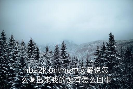 nba2k online中文解说怎么调出来我的没有怎么回事