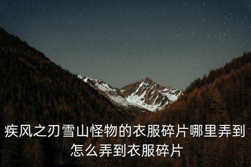 疾风之刃雪山怪物的衣服碎片哪里弄到 怎么弄到衣服碎片