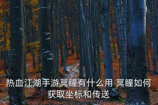 热血江湖手游冥瞳有什么用 冥瞳如何获取坐标和传送