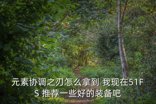 元素协调之刃怎么拿到 我现在51FS 推荐一些好的装备吧