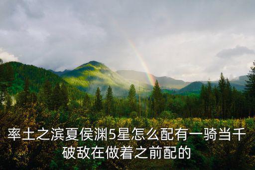 率土之滨夏侯渊5星怎么配有一骑当千破敌在做着之前配的