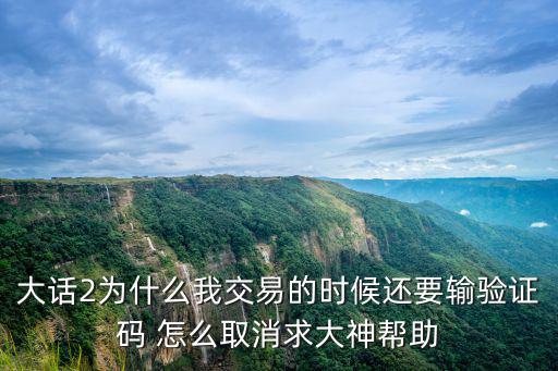 大话手游交易次数怎么取消，大话2为什么我交易的时候还要输验证码 怎么取消求大神帮助