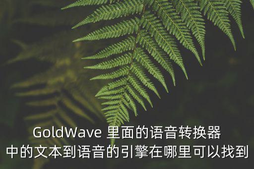 手游金铲铲语音怎么开，GoldWave 里面的语音转换器中的文本到语音的引擎在哪里可以找到