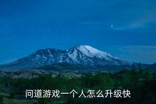 问道游戏一个人怎么升级快