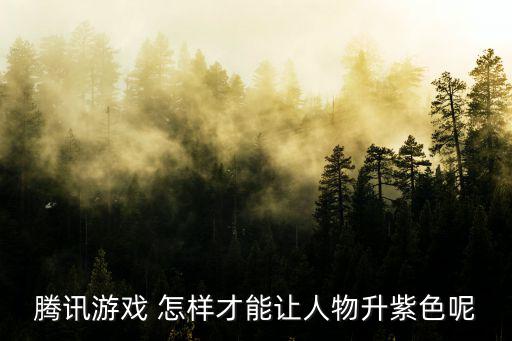 腾讯游戏 怎样才能让人物升紫色呢