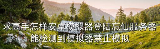 求高手怎样安卓模拟器登陆忘仙服务器能检测到模拟器禁止模拟