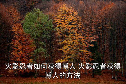 火影忍者如何获得博人 火影忍者获得博人的方法