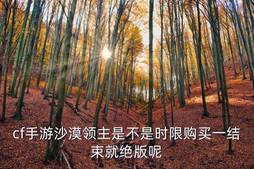 cf手游沙漠领主是不是时限购买一结束就绝版呢