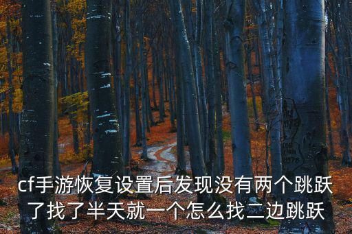 cf手游恢复设置后发现没有两个跳跃了找了半天就一个怎么找二边跳跃