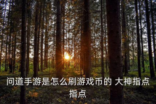 问道手游是怎么刷游戏币的 大神指点指点