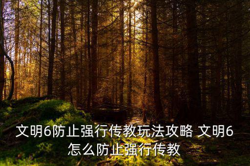 文明6防止强行传教玩法攻略 文明6怎么防止强行传教