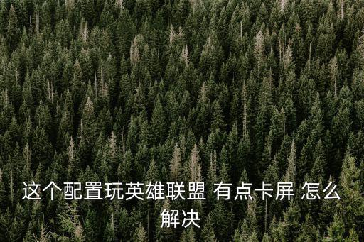 这个配置玩英雄联盟 有点卡屏 怎么解决
