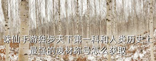 诛仙手游独步天下第一科和人类历史上最强的废材称号怎么获取