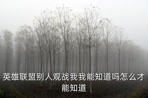 英雄联盟别人观战我我能知道吗怎么才能知道
