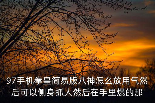 97手机拳皇简易版八神怎么放用气然后可以侧身抓人然后在手里爆的那