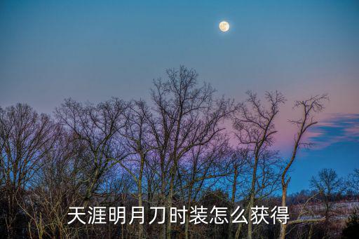 天涯明月刀时装怎么获得