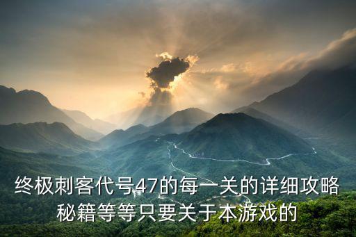 代号47手游第6章26关怎么过，求一个游戏杀手代号47的视频攻略