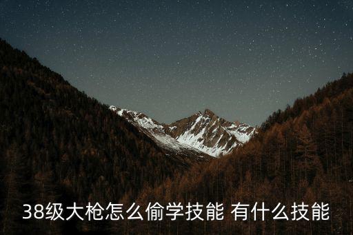 38级大枪怎么偷学技能 有什么技能