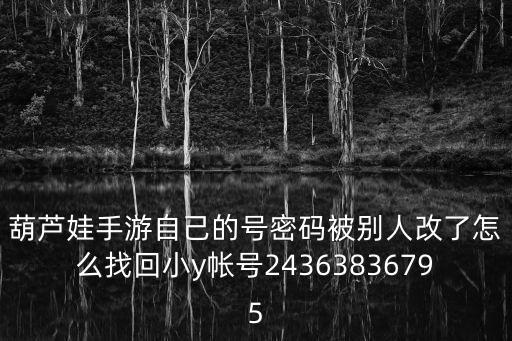 葫芦娃手游自己的号密码被别人改了怎么找回小y帐号24363836795