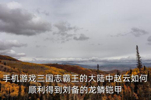 手机游戏三国志霸王的大陆中赵云如何顺利得到刘备的龙鳞铠甲
