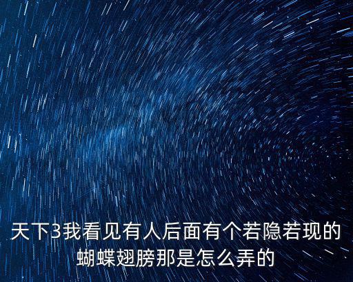 天下3我看见有人后面有个若隐若现的蝴蝶翅膀那是怎么弄的