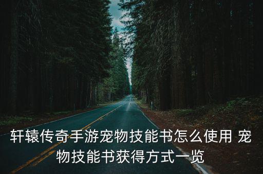 轩辕传奇手游宠物技能书怎么使用 宠物技能书获得方式一览