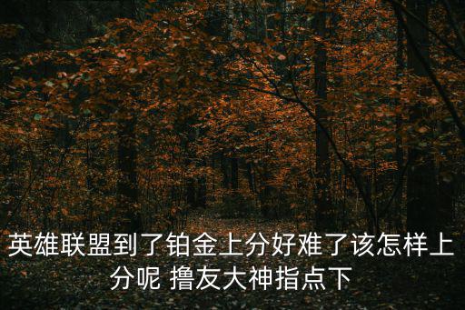 英雄联盟到了铂金上分好难了该怎样上分呢 撸友大神指点下