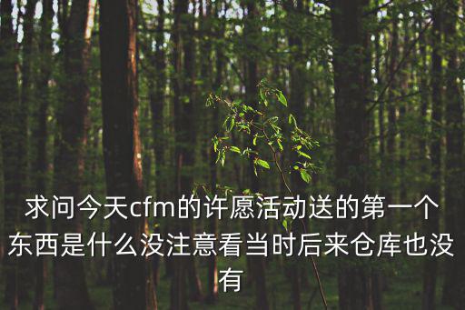 求问今天cfm的许愿活动送的第一个东西是什么没注意看当时后来仓库也没有